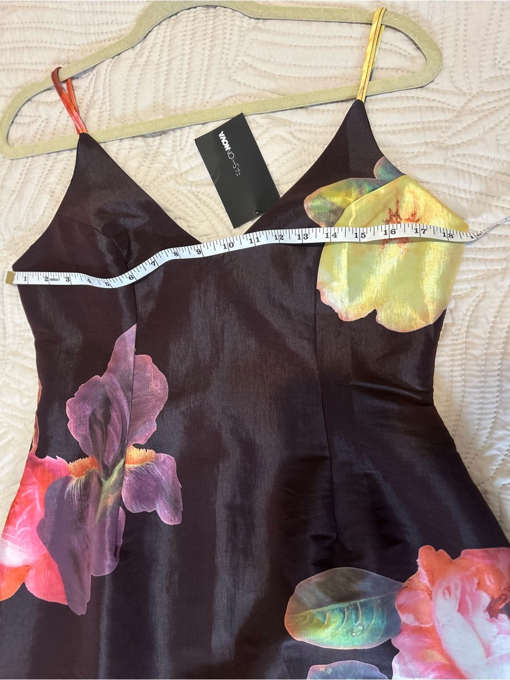 Brown Fashion Nova Kaleo Floral Mini Dress (Style 6383L) Size L - Picture 7 of 11